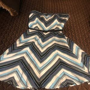 White House Black Market chevron strapless dress